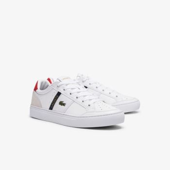 Lacoste Courtline Leather and Textile Sneakers - Tenisky Pánské Bílé / Béžový | CZ-n452QG